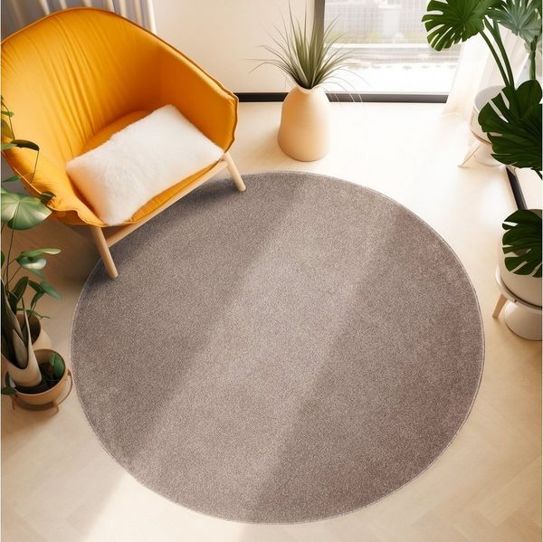 SIMPEX24 Teppich Unicolor - Einfarbig, Rund, Höhe: 11 mm, Einfarbig Kurzflor Runder Teppich Wohnzimmer Flauschig Weich