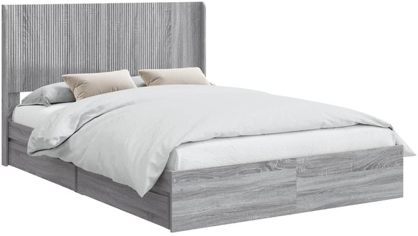 vidaXL Bettgestell mit Stauraum und Kopfteil Grau Sonoma 160 x 200 cm 3414370 Bild 2