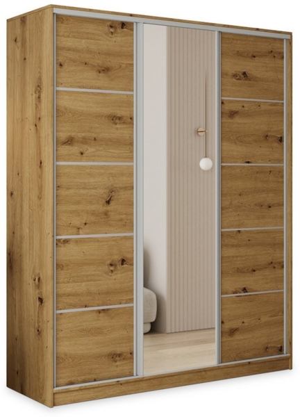 Masseno Schwebetürenschrank PINA Kleiderschrank mit Spiegel und Schubladen Schlafzimmerschrank