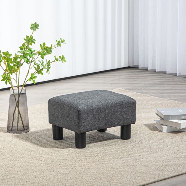 Sitzhocker Designer-Stil Mit Leinenstoff & Holzrahmen - Fußhocker Kompakt Und Leicht, Bis 110kg Belastbar