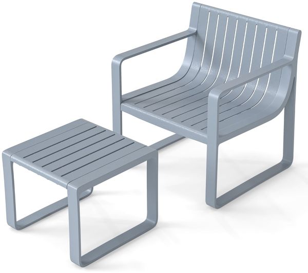 2-teiliges Gartenmöbel Set aus PP Wetterfestes Balkonset Gartensessel mit Tisch Balkonmöbel