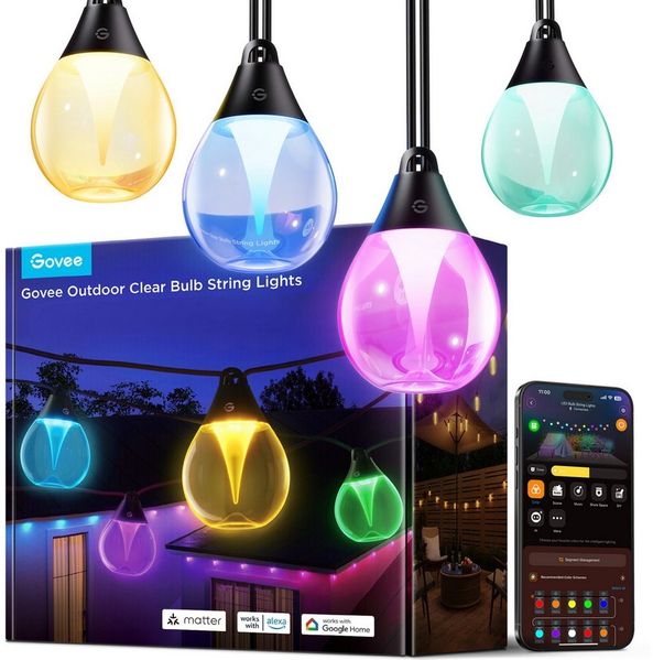 Govee Outdoor Clear Bulb String Lights 15m EEK G