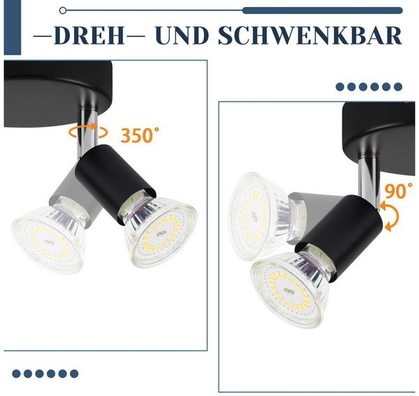 Nettlife Deckenstrahler Küchenlampe GU10 Rund Schlafzimmerlampe Modern Flurlampe Schwenkbar, Schwenkbar 350°, ohne Leuchtmittel, für Küchen Flur Schlafzimmer Wohnzimmer