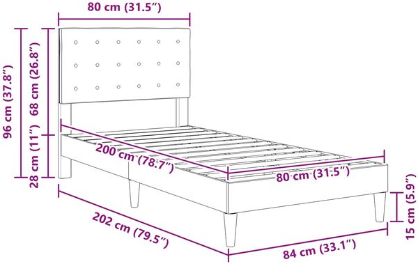 vidaXL Bettrahmen mit Kopfteil Blau 80 x 200 cm Stoff 42027760 Bild 9