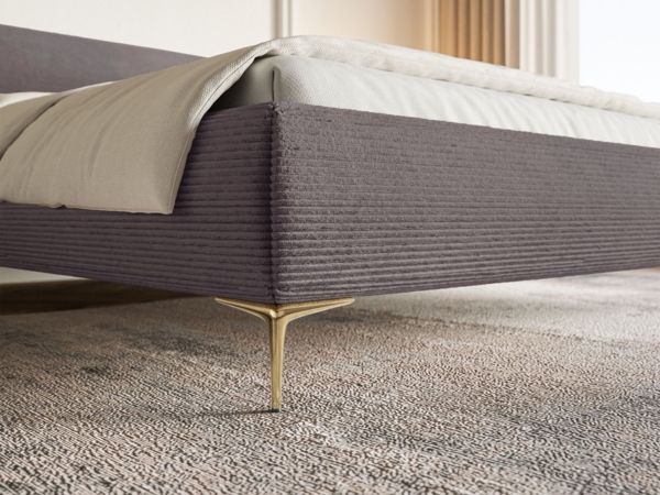 Selsey 'Roule Cord' Polsterbett 180x200 mit Bettkasten, Cordstoff und goldfarbenen Füßen, Braun Bild 8