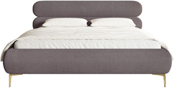 Selsey 'Roule Cord' Polsterbett 180x200 mit Bettkasten, Cordstoff und goldfarbenen Füßen, Braun Bild 2