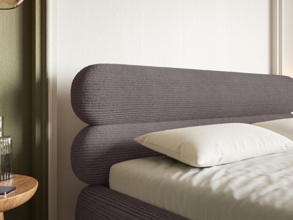 Selsey 'Roule Cord' Polsterbett 180x200 mit Bettkasten, Cordstoff und goldfarbenen Füßen, Braun Bild 7