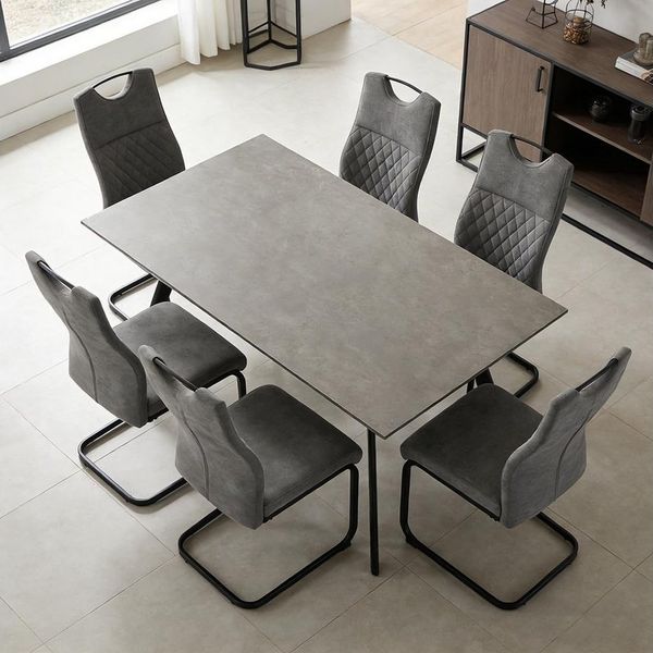Jiexi Essgruppe Tisch- und Stuhlset, Moderner Esstisch (120×73×76 cm) mit 4–6 Stühlen