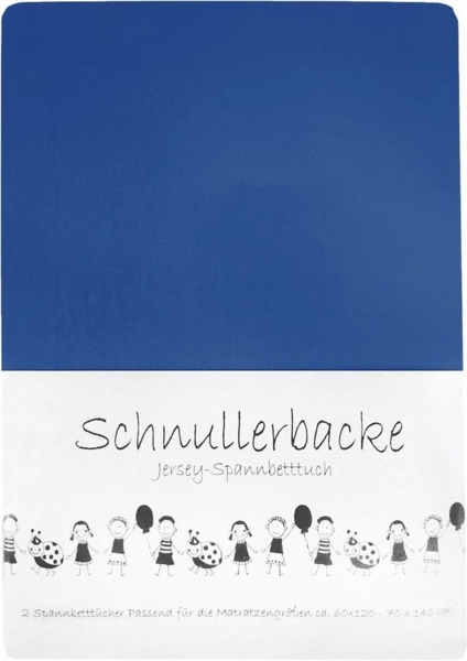 2er Set Baby Jersey Spannbetttuch Schnullerbacke 60/120 - 70/140 cm blau