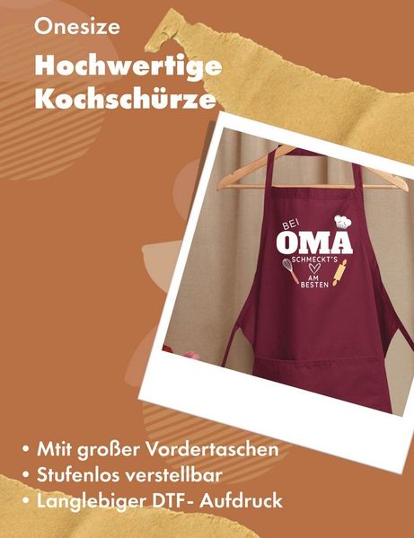 Youth Designz Grillschürze Damen Schürze "Bei Oma schmeckt es am Besten" Print Kochschürze, mit lustigem Spruch & Logo Aufdruck