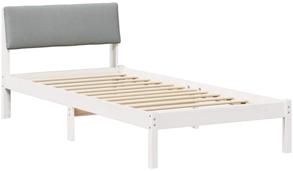 vidaXL Bettgestell Weiß und Hellgrau 90 x 190 cm Massivholz Kiefer 878578