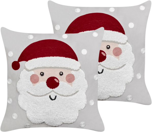 Dekokissen Weihnachtsmotiv Samtstoff grau rot 45 x 45 cm 2er Set SWEETENER