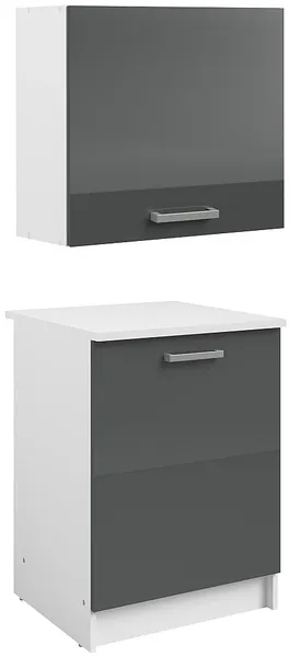 Vente-unique - TRATTORIA Küchenmöbel Holz, Platte GrauWeiß - B 60 cm x H 84 cm x L 60 cm