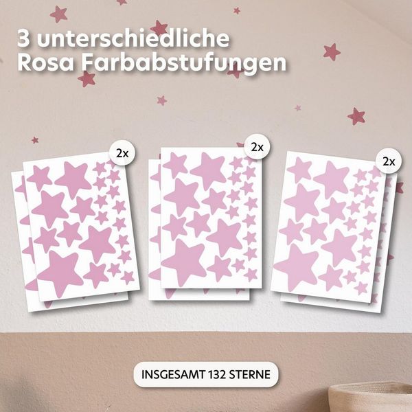 lilimaus Wandsticker Herzen / Punkte für Kinderzimmer - Wandtattoo selbstklebend (132 St), Stilvolle Wandtattoos für Baby- und Kinderzimmer, einfach ablösbar