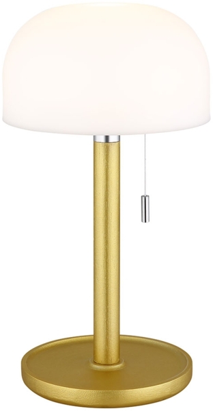 LED Tischleuchte, Bambus messing, opal, IP44, H 28 cm