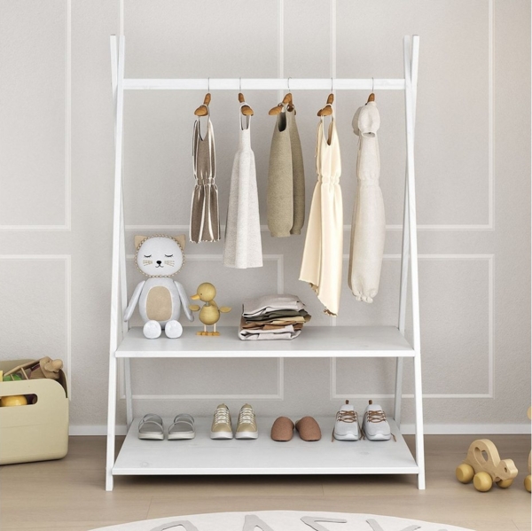 IDIMEX Kinderkleiderschrank DANILO Kindergarderobe freistehend Ablage Tipidesign