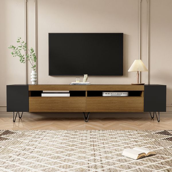 MODFU Lowboard mit Viel Stauraum (Fernsehtisch,TV-Board,TV-Ständer, 1 St, 4 offene Fächer, 2 Türen), mit Seitliche Regalfächer