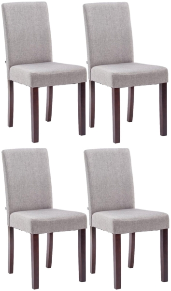 CLP 4er Set Esszimmerstuhl Ina Stoffbezug mit Holzgestell,hellgrau cappuccino