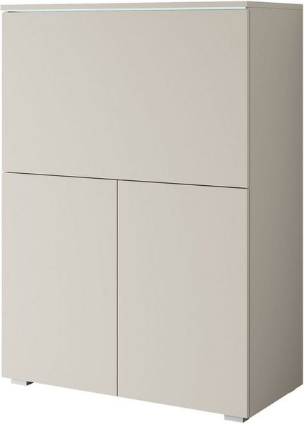 Home affaire PC-Schrank Vera, Sekretär, Home-Office-Schreibtisch mit LED-Beleuchtung (1 St), Multifunktional mit Stauraum, klappbare Tischfläche, LED, B 90 cm