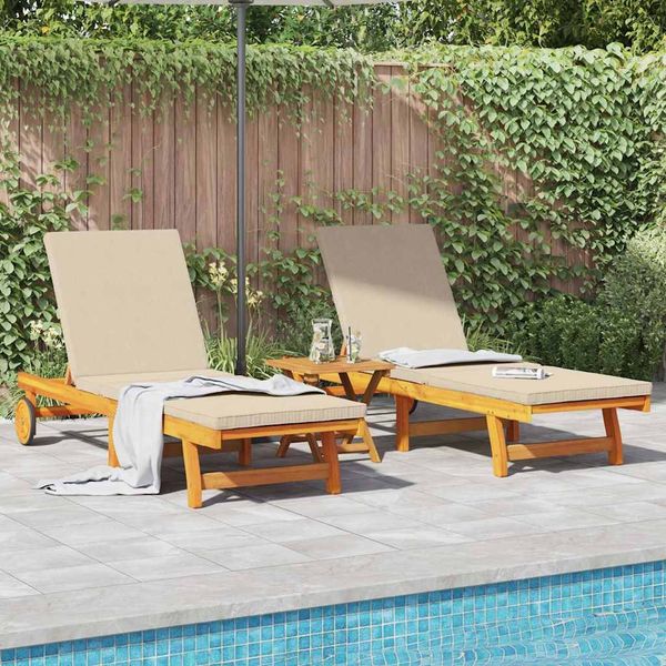 vidaXL Sonnenliege 2-Person 3 pcs Braun Massivholz Akazie 3325208