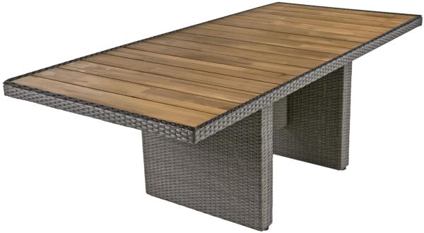 Tisch BRAGA 220cm grau Polyrattan Akazie Gartentisch Garten Gartenmöbel Möbel