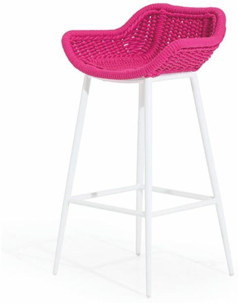 Casa Padrino Luxus Garten Barstuhl Pink / Weiß - Luxus Garten & Terrassen Möbel