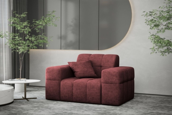 Sessel Designersessel NANCY in Stoff Perfekt Harmony Bordeauxrot