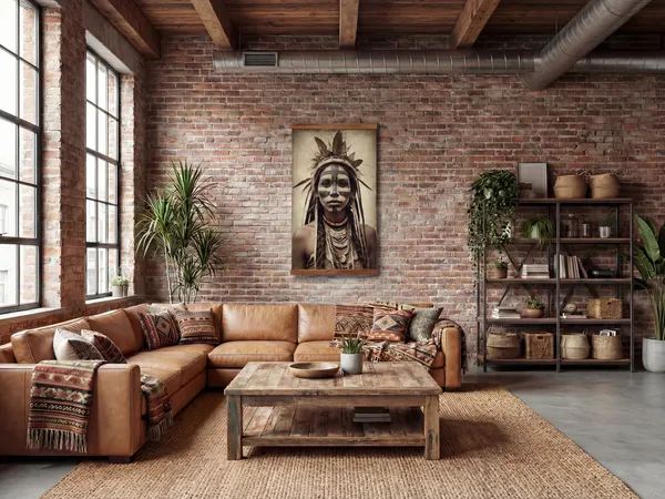 massivum Canvas Wandbild 90x150 Ancestral Lines rechteckig Ethno Leinwandbild XXL afrikanisches Wandbild Altholz Kunstdruck Wanddeko