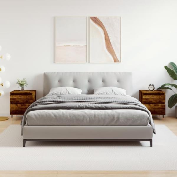 vidaXL Nachttische 2 Stk. Räuchereiche 40x35x50 cm Holzwerkstoff 830663