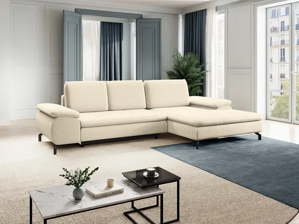 Vente-unique - ARCHIBALD Sofa Stoff Beige - B 104 cm x H 82 cm x L 265 cm