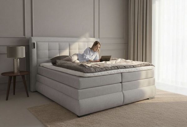 OTTO home Boxspringbett MIVVA inkl. Bettkasten & Topper, Komfortliegehöhe: 67cm, Breite: 180cm, in H3, H4 oder Hmix H3/H4, wahlweise mit oder ohne LED-Leuchten