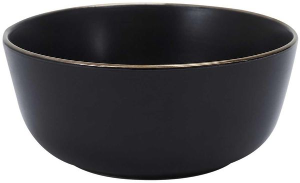 HOME DECO FACTORY, KA0136, Elegant Black Bowl with Gold Edging, Perfect for soups, Salads and Desserts Ideal for All Occasions, Easy to Integrate into Your Tableware D14 cm, Black, Gold