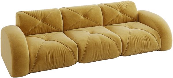 3-Sitzer Sofa 281×95×76 cm aus Chenille rahmenlos modular, gelb Bild 5