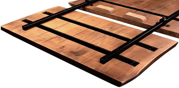 Esstisch Baumkante Akazie natur 160(260)x90 Ansteckplatten schwarz ADINA 73928856 Bild 6