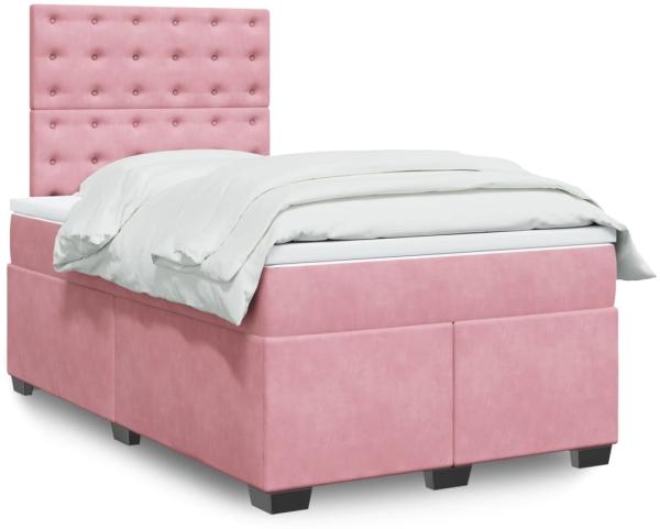 vidaXL Boxspringbett mit Matratze Rosa 120x200 cm Samt 3290899