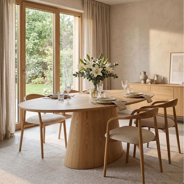 IDIMEX Esstisch AURA, Esszimmertisch oval 180x110 cm aus MDF mit Eichenfurnier in Natur