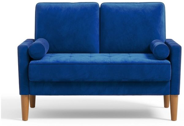 ToteBox 2-Sitzer 121CM Kleine Samt Sofa mit 2 Kissen für Wohnzimmer, Schlafzimmer