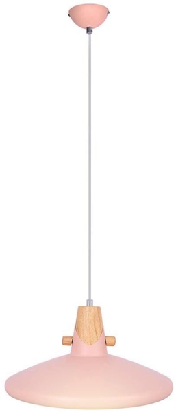 LED Hängeleuchte, pink, Metall, Holzoptik, H 150 cm