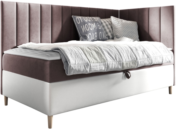 Boxspringbett Chapeni 'Junior 3' rosa 90x200 cm Rechts