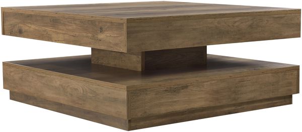 en.casa Couchtisch 'Florenz' 76 x 76 x 38 cm Drehbar, Holzfarben