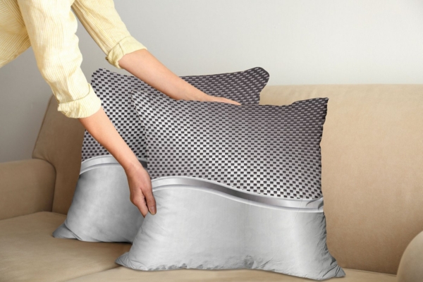 Abakuhaus Kissenbezüge Modern Accent Doppelseitiger Digitaldruck, (2 Stück), Grau Industrie Grid-Motiv Bild 3