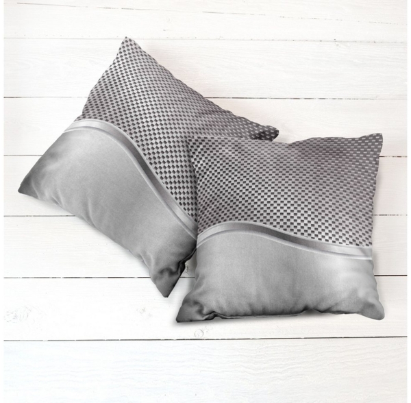 Abakuhaus Kissenbezüge Modern Accent Doppelseitiger Digitaldruck, (2 Stück), Grau Industrie Grid-Motiv Bild 2