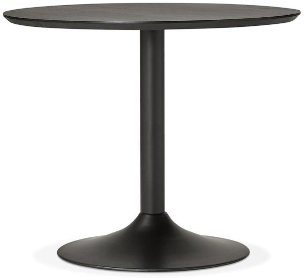 Kadima Design Esszimmertisch, Holzplatte & Metallgestell, Rund, Ø90 cm, Schwarz