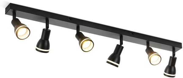 ZMH Deckenleuchte 6 Spots Schwarz: Metall Deckenlampe GU10 Innen Schwenkbare Spots für Küche Büro Wohnzimmer Schlafzimmer, Ohne Leuchtmittel