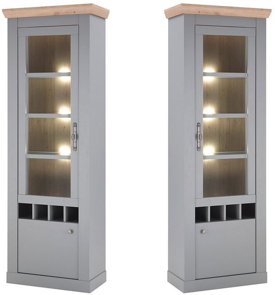 Lomadox Vitrine CHATHAM-61 grau mit Artisan Eiche Nb. 71/201/37 cm
