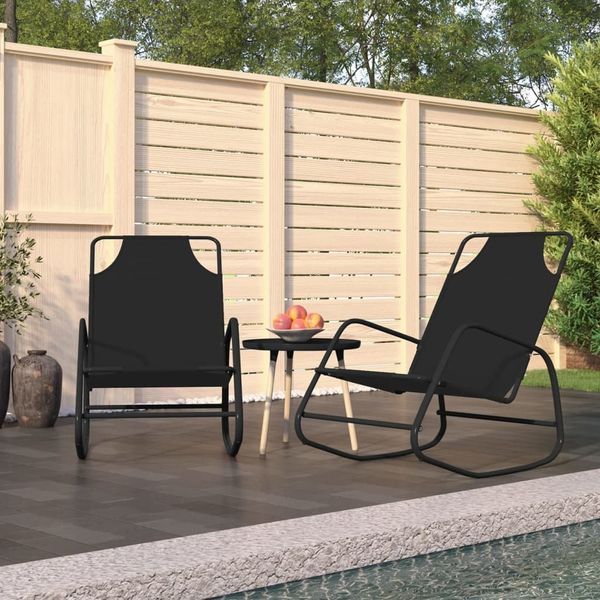 Schaukelliegen 2 pcs, Liegestuhl Schwarz Stahl und Textilene