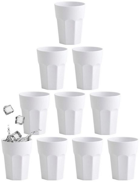 Engelland Becher Kunststoffbecher in modernen Pastellfarben, Mehrweg, 10-tlg, Kunststoff, spülmaschinengeeignet, bruchfest, wiederverwendbar, 400 ml, 0,4 Liter