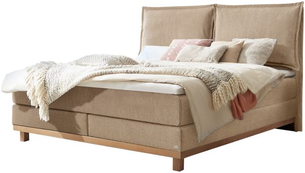 Zamora Boxspringbett braun Eiche MassivholzPolyester/Polyamid/Viskose 203cm x 192cm x 128cm