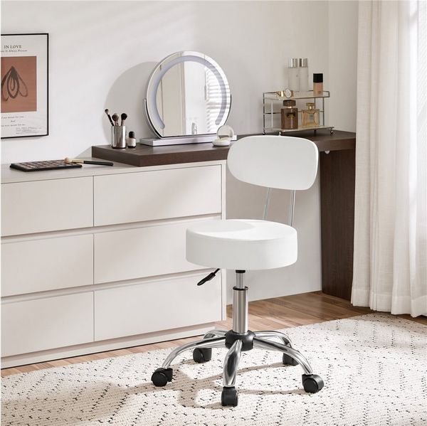 Yaheetech Drehhocker 75,5 cm – 85 cm Höhenverstellbarer Barstuhl, Arbeitshocker mit 360° Drehbarer Sitzfläche & Rückenlehne
