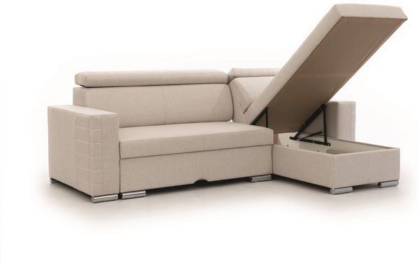 Ecksofa Schlafsofa inkl. Hocker CANTON Stoff Liverpool Pearl Ottomane Rechts Bild 2
